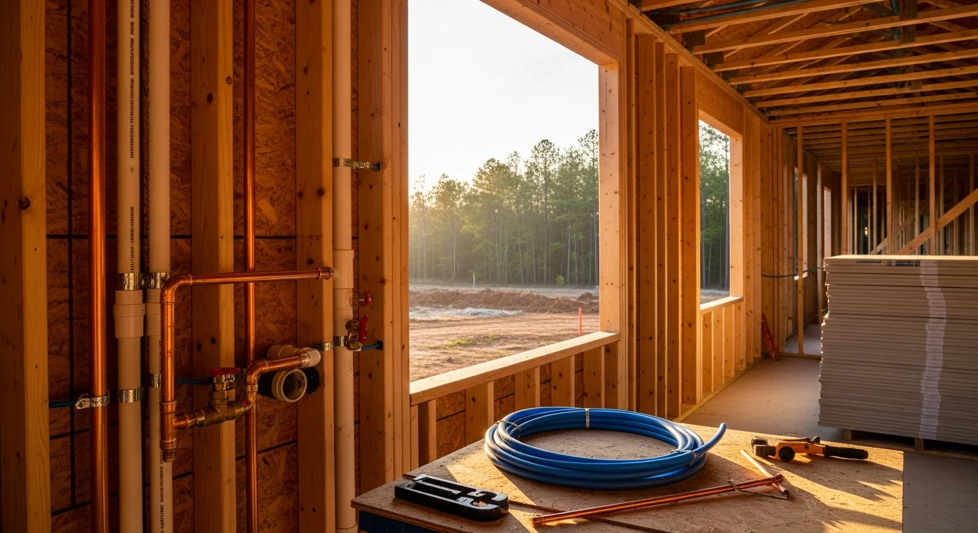 New plumbing installation in residential construction