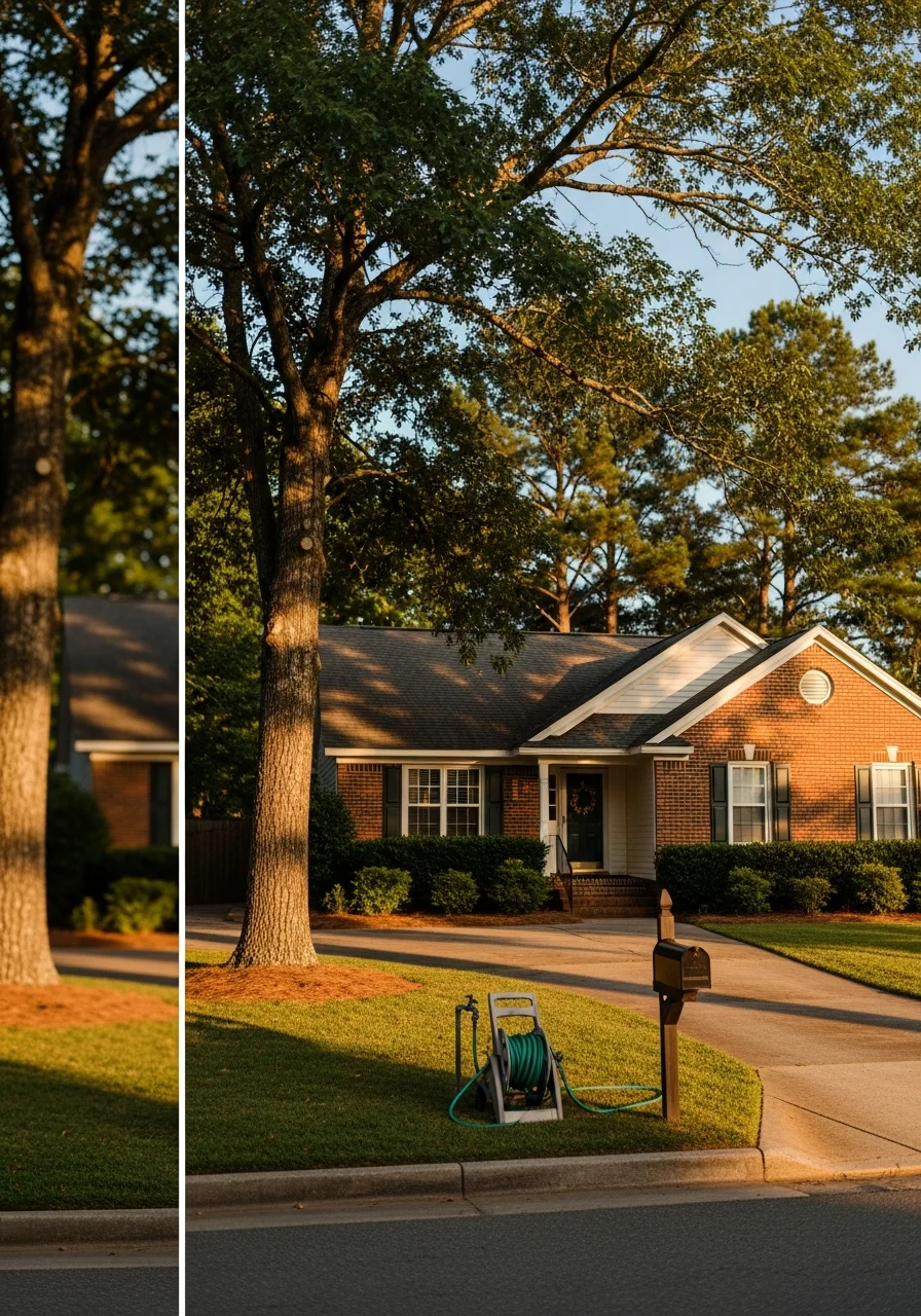 Well-maintained residential home with mature trees in a Wilson neighborhood.